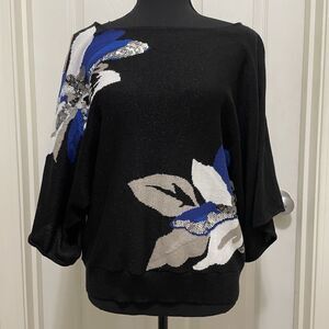 INC International Concepts‎ Dolman Sleeve Sweater Black Sequin Women's Medium